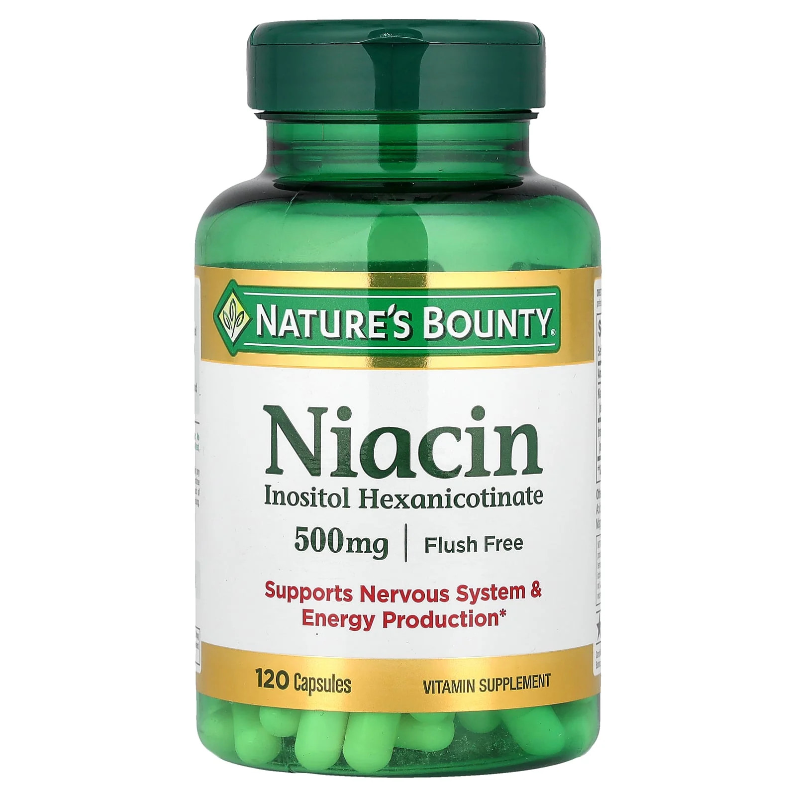 2 X Nature’s Bounty, Niacin, Flush Free, 500 mg, 120 Capsules