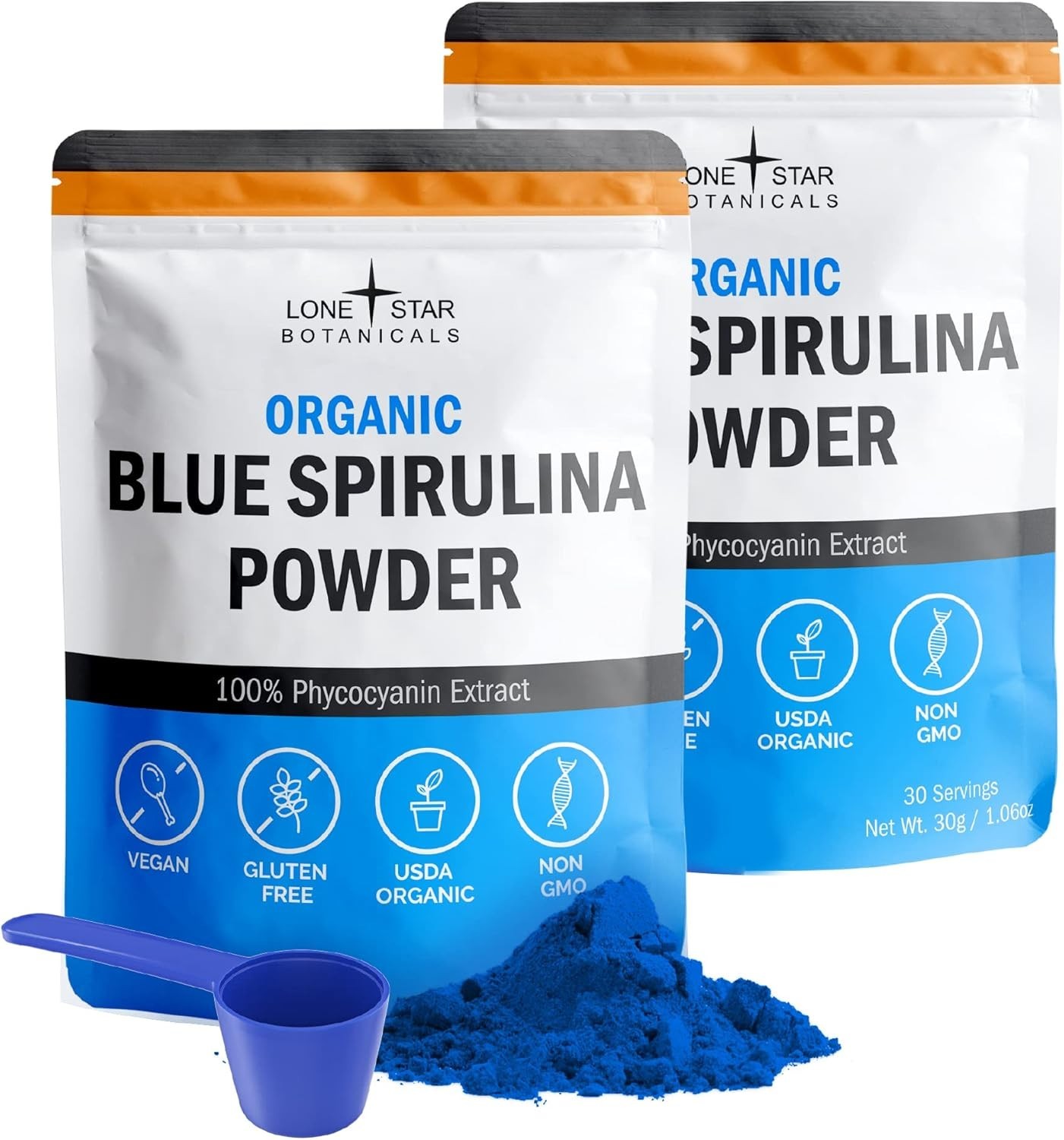 Lone Star Botanicals Organic Blue Spirulina Powder USDA Vegan 2oz 60 Servings