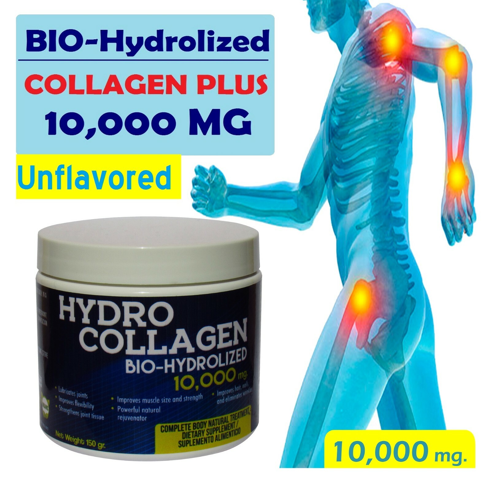 BIOHYDROLIZED COLLAGEN powder 10K mg 2 teaspoons daily Glucosamine Chondroitin