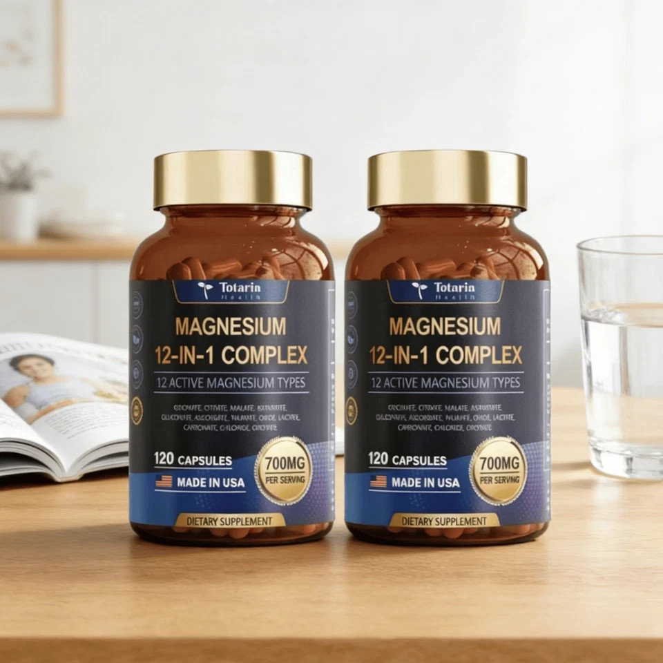 2PACK Magnesium 12 in 1 Complex – 700mg Dietary Supplement 120 Capsules hot sale