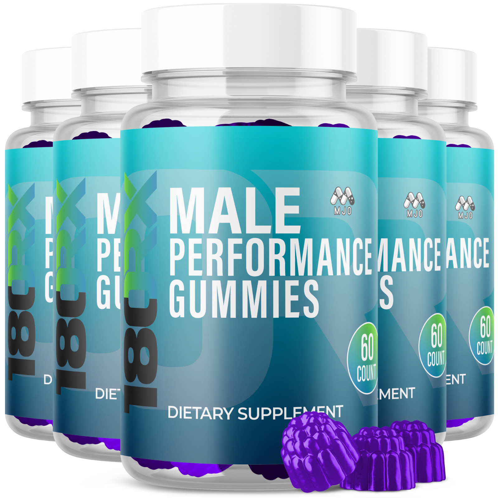 (5 Pack) 180RX Male Gummys Advanced Male Support Vitamin Supplement 300 Gummies