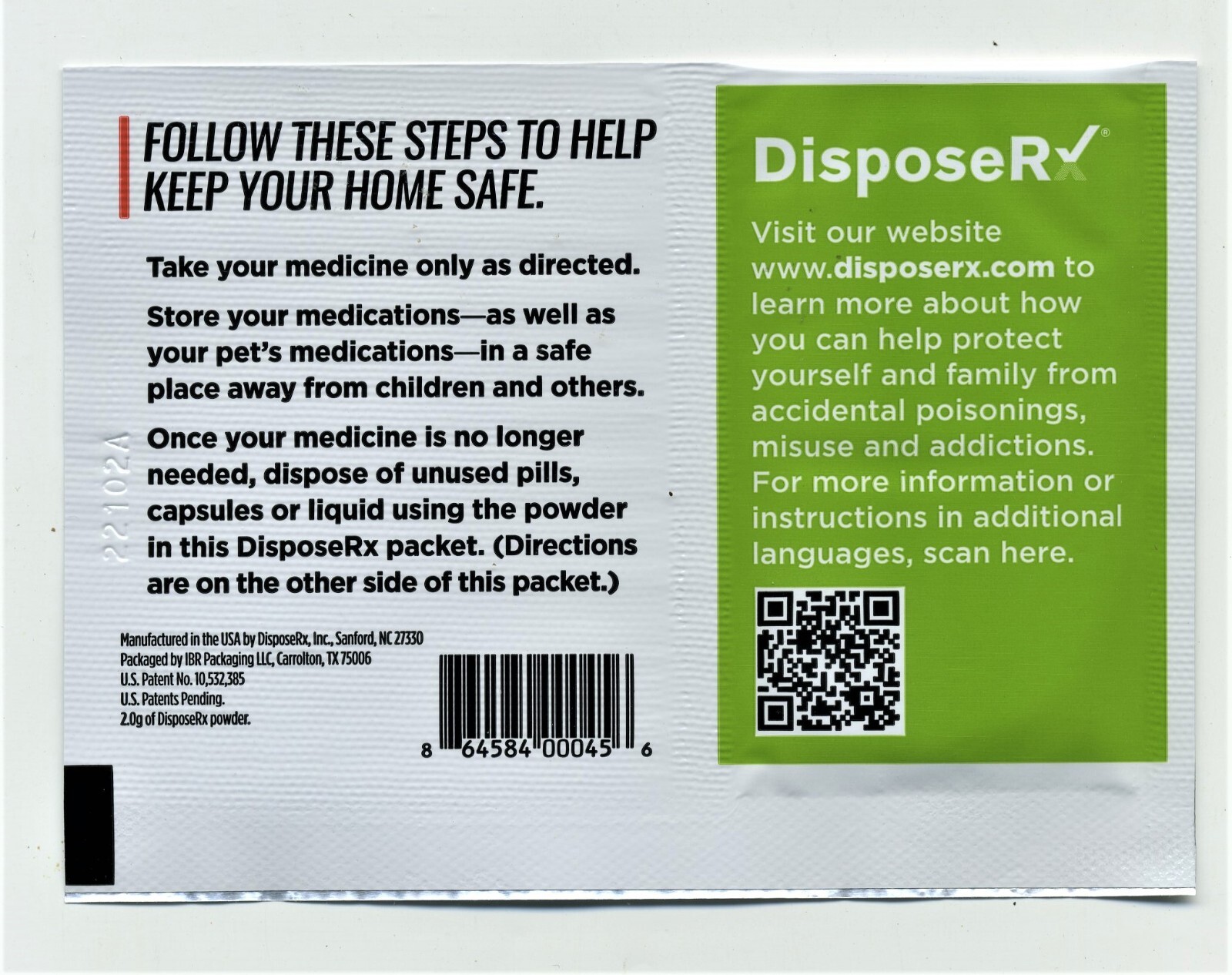 50 Dispose Rx Powder Packets For Disposal of Rx Medication – Brand New