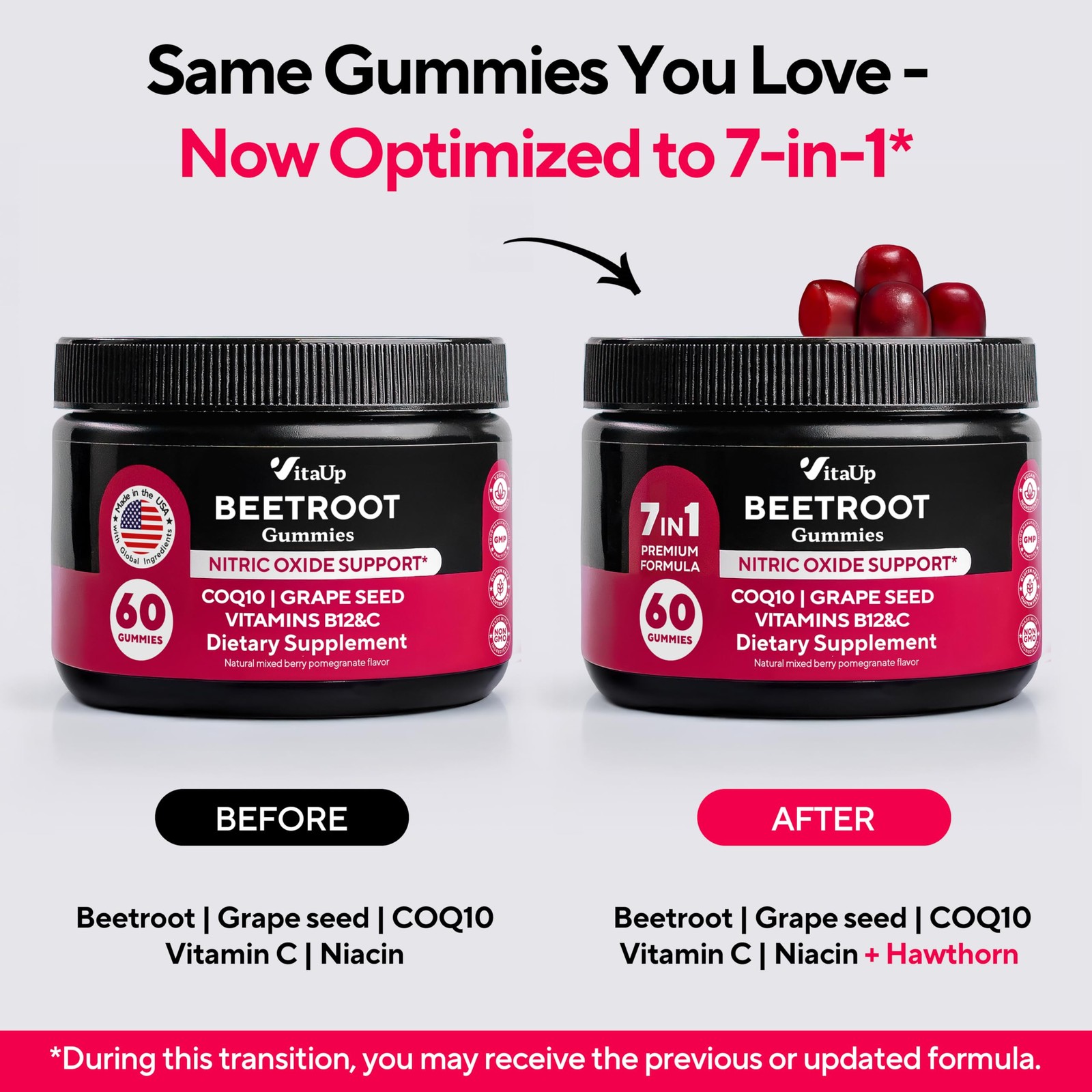 Beet Root Gummies – Beetroot Supplement with CoQ10, Grape Seed, Vitamin C, B1…