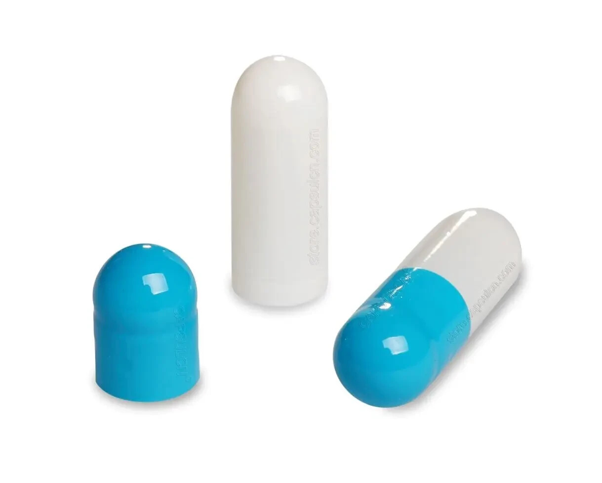 Empty Hard Gelatin Capsule Size 4 Blue/White x 10,000 Kosher & Halaal Separated