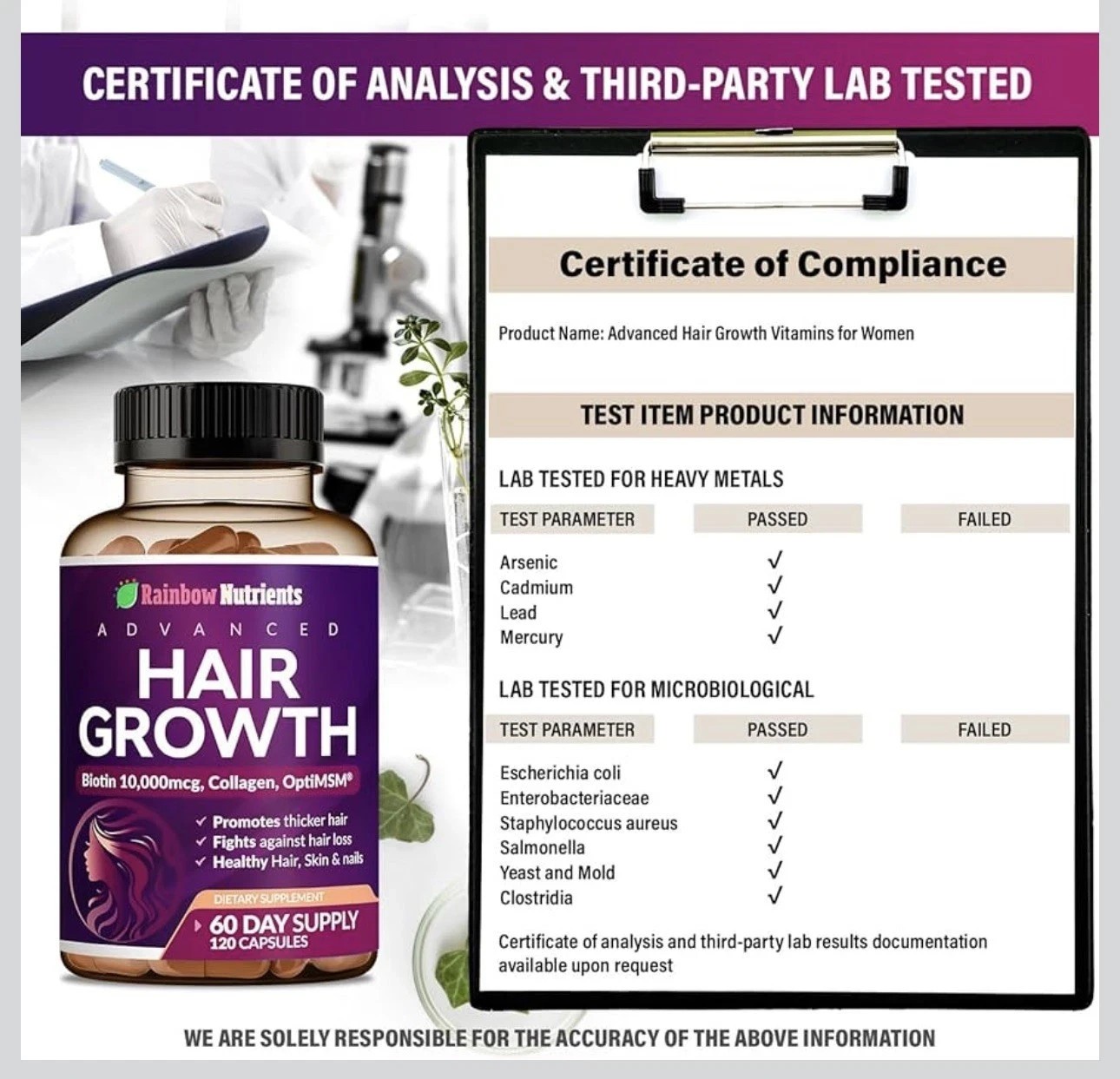 Rainbow Nutrients Advanced Hair Growth-Promote Hair Growth and Prevent Hair Loss