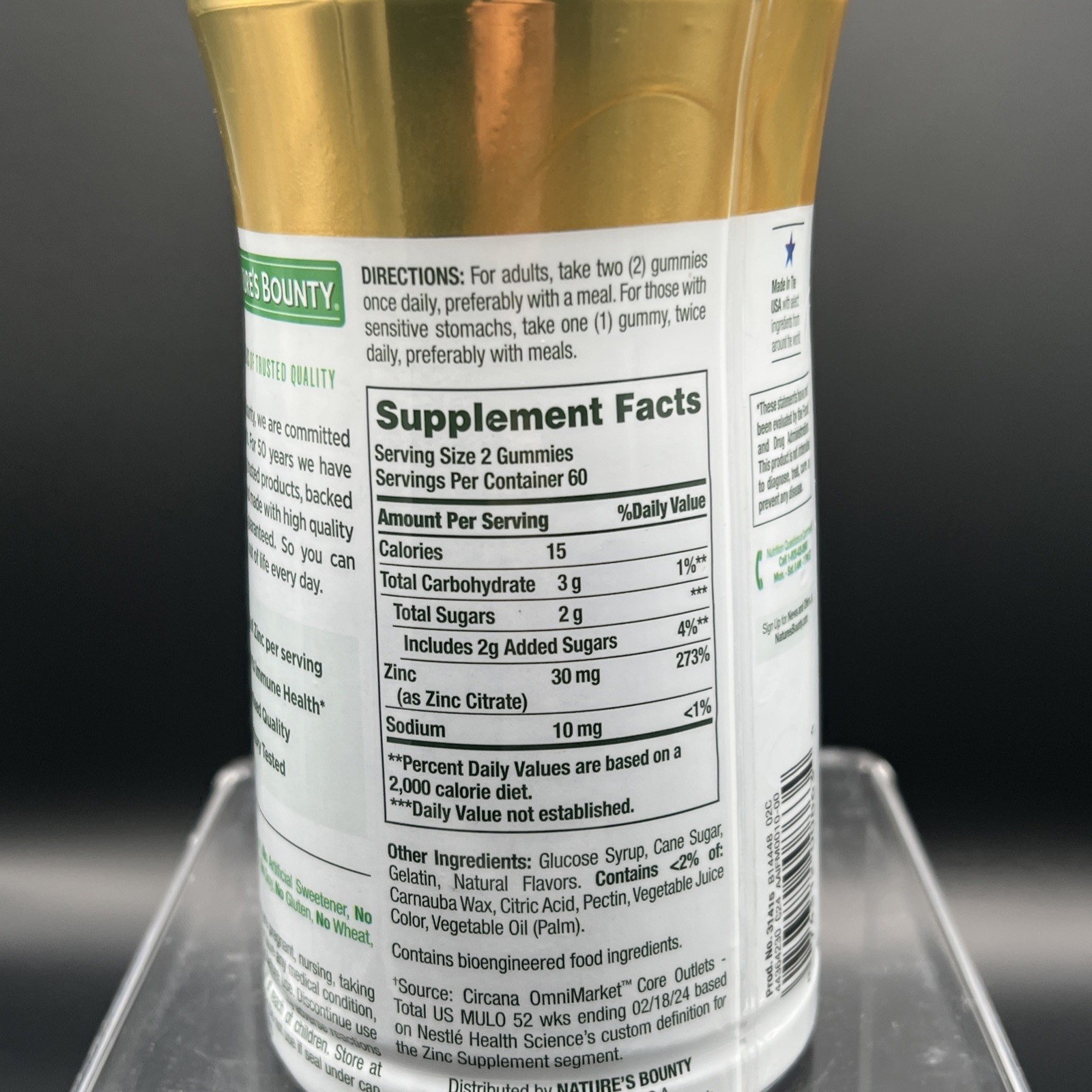 Nature’s Bounty High Potency Zinc Immune Health Gummies 30mg 120 Ct 02/2026