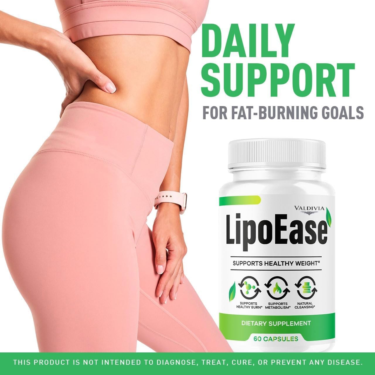 LipoEase Weight Loss Fat Burner Supplement Capsules Metabolism 1 Pack 60Ct