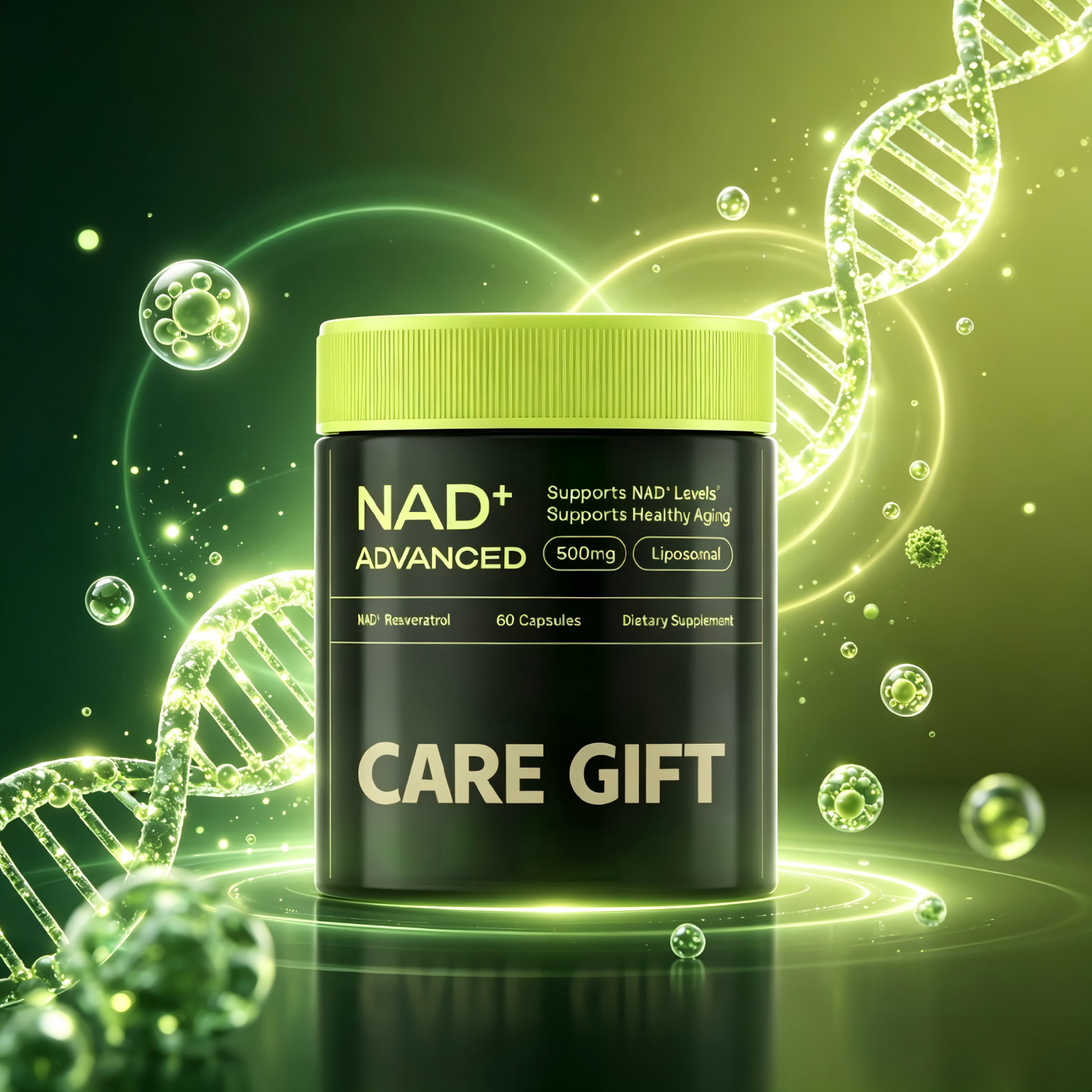 CARE GIFT Liposomal NAD+ Supplement with Resveratrol – Advanced Formula 60ct