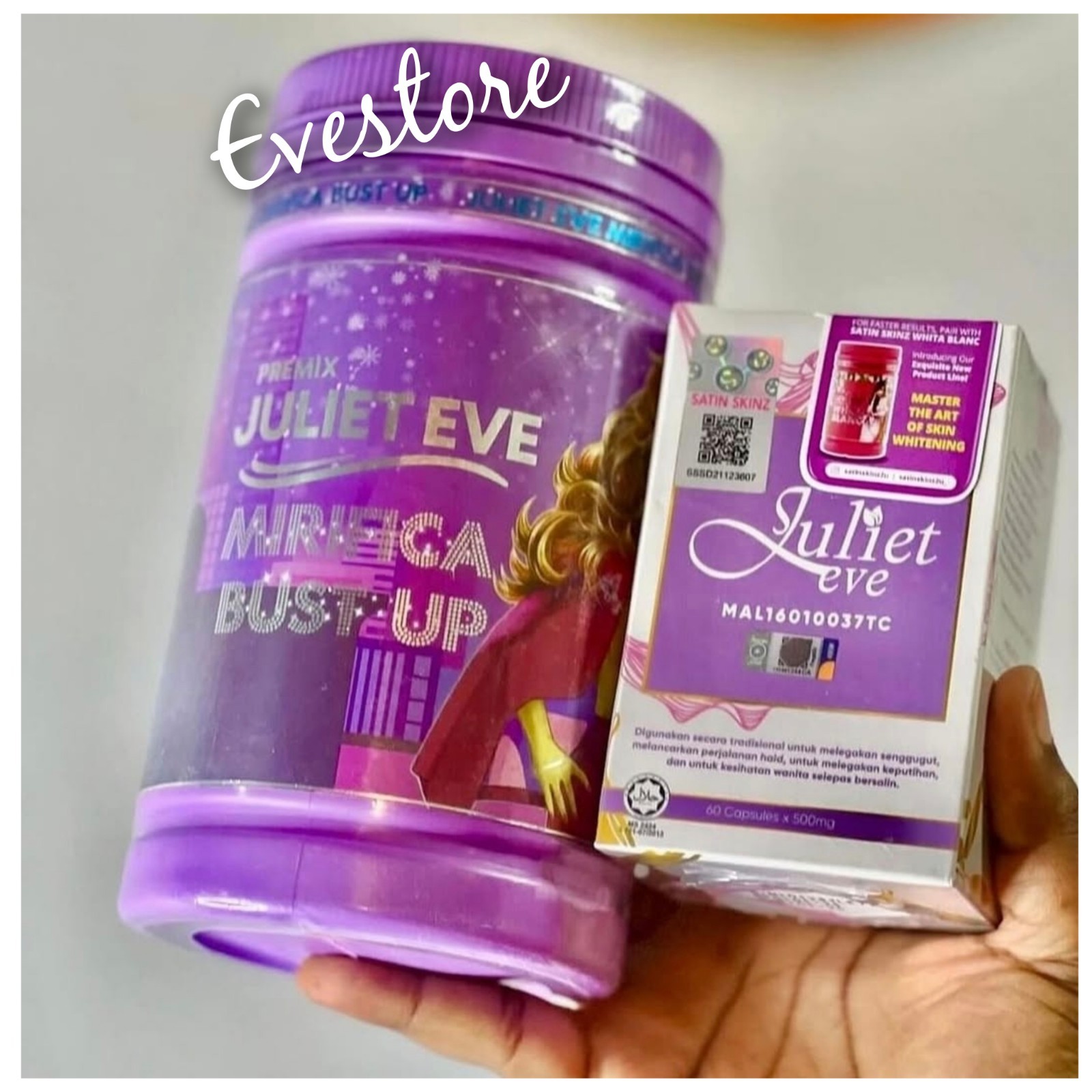 2pc. Duo Satin skinz, Juliet EVE mirifica Bust Up. 800g & Juliet Cap. 60/bottle
