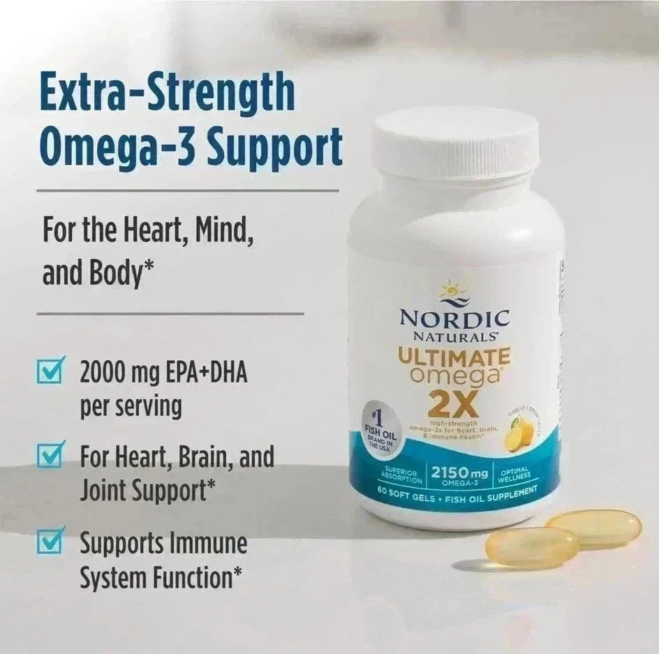 Nordic Naturals Ultimate Omega 2X, Lemon Flavor, 2150 mg Omega-3 – 180 Soft Gels