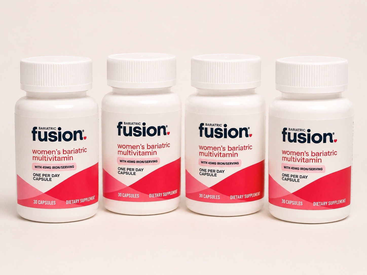 4X Bariatric Fusion Women’s Multivitamin- 45mg Iron, Vit A+C+D3+E, 30 Capsules
