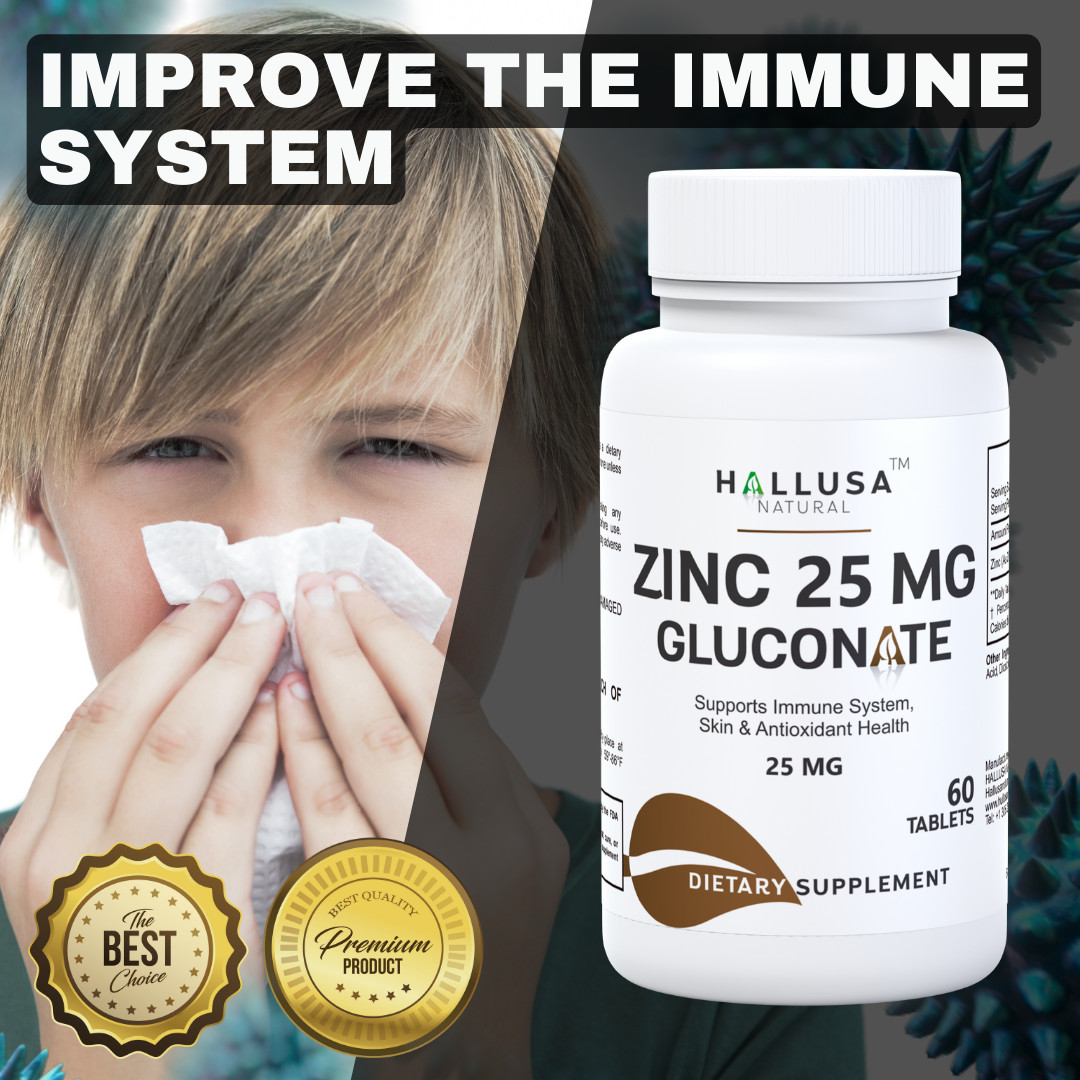 ZINC 25 mg (Gluconate) – Against infections – Wound Healing – 60 Cap