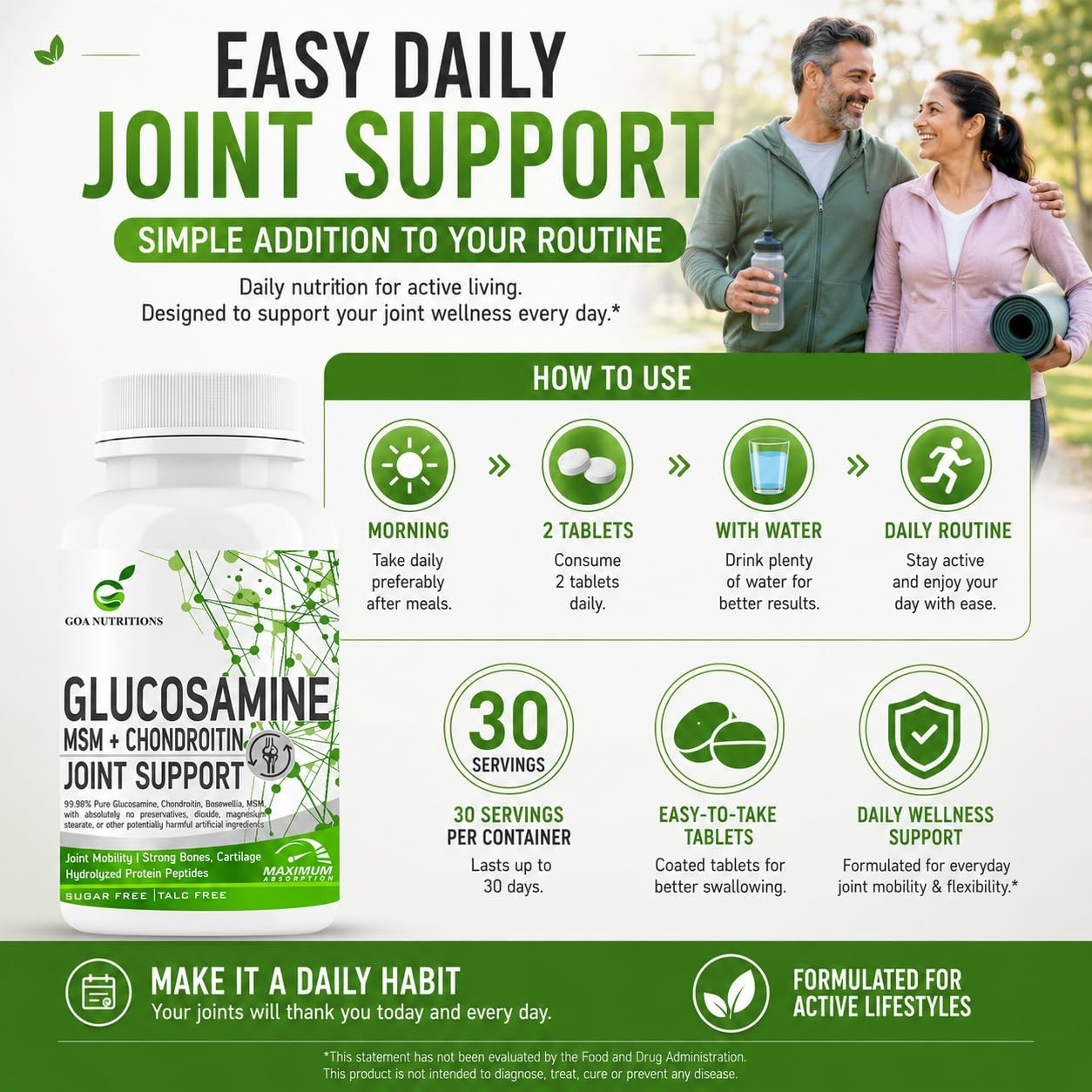 G.OA Nutritions Glucosamine MSM Joint Support 60 Tablets