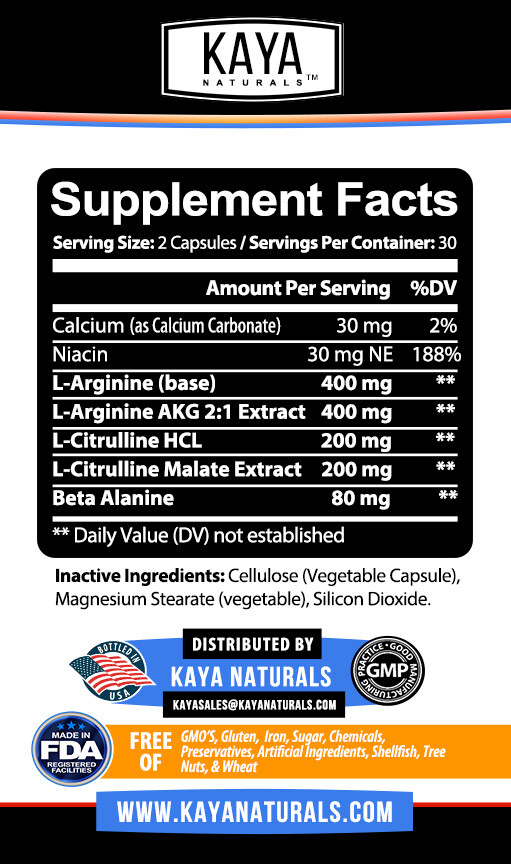 Nitric Blast 60ct, L-Arginine Nitric oxide, ED Testosterone Booster, Pre Workout