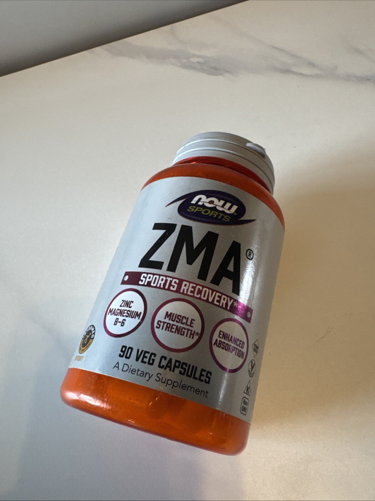 Now Foods Sports ZMA Sports Recovery 90 Veg Capsules GMP Quality Assured 02/2026