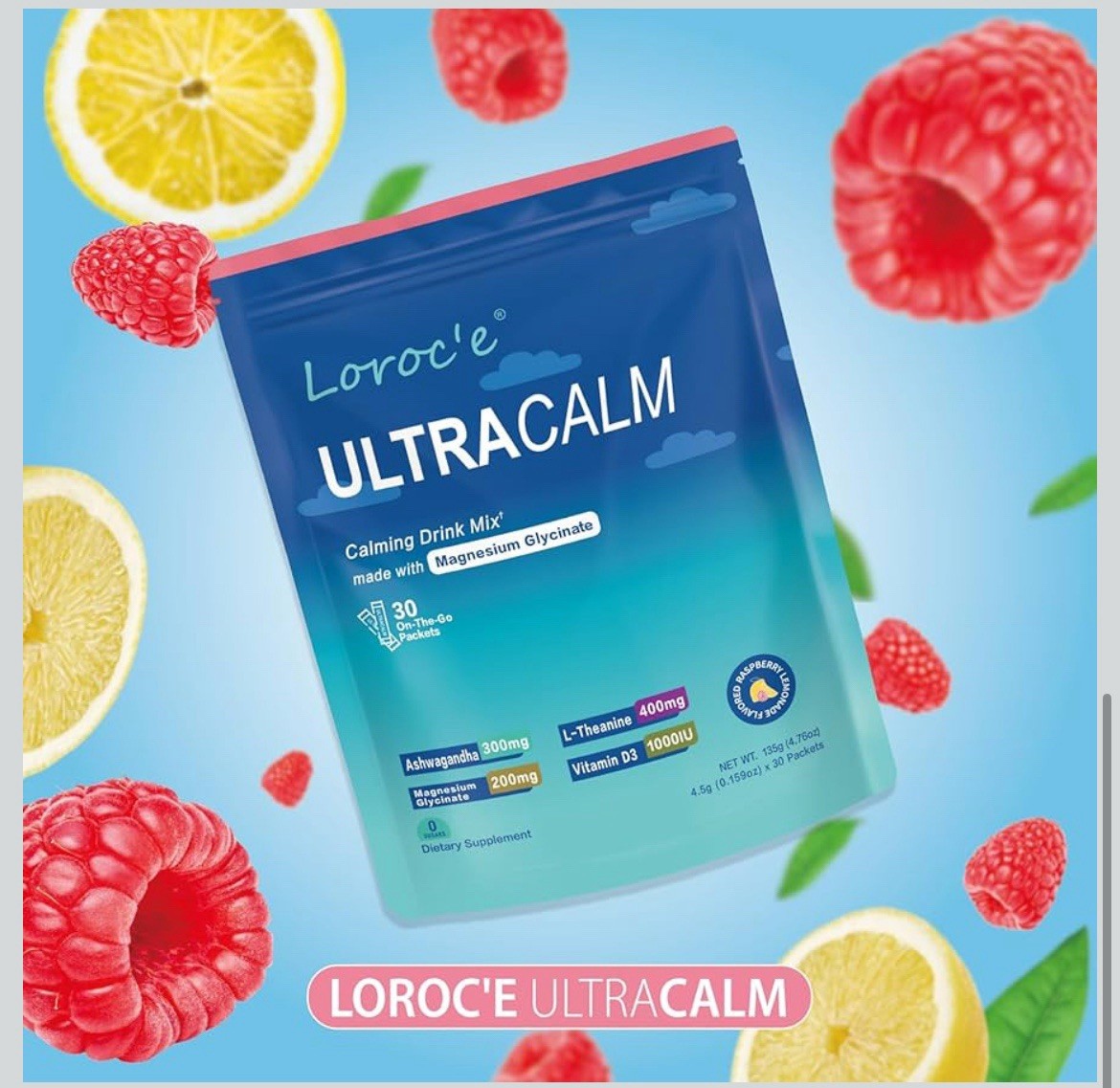 UltraCalm Super Cortisol Drink with Magnesium Glycinate, Ashwagandha, L-Thean…