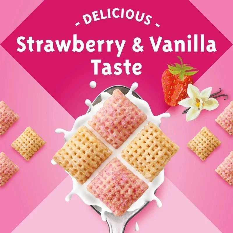 Pack of 2 Strawberry Vanilla Chex Breakfast Cereal Family Size 19.8oz Each.