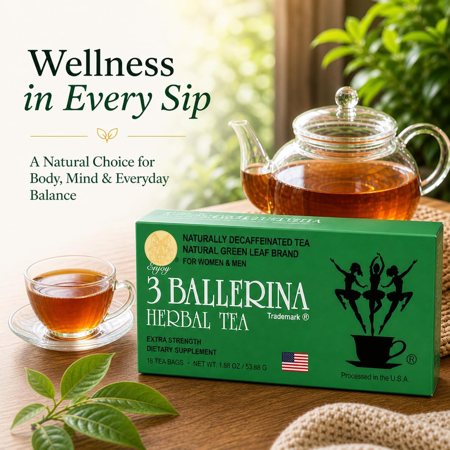 3 BALLERINA TEA DIETERS DRINK EXTRA STRENGTH, 1.88oz 18 Count(3 BOXES)