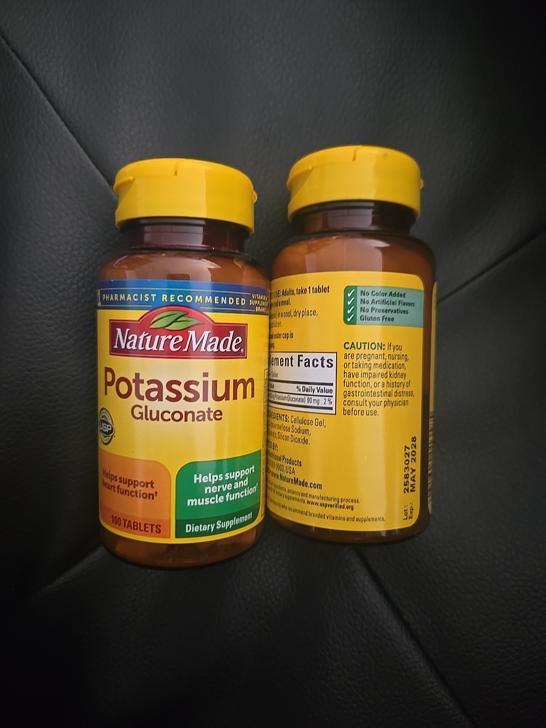 Nature Made Potassium Gluconate 550 mg, 100 Tabs per Bottle (2 Pack) Exp 05/2028