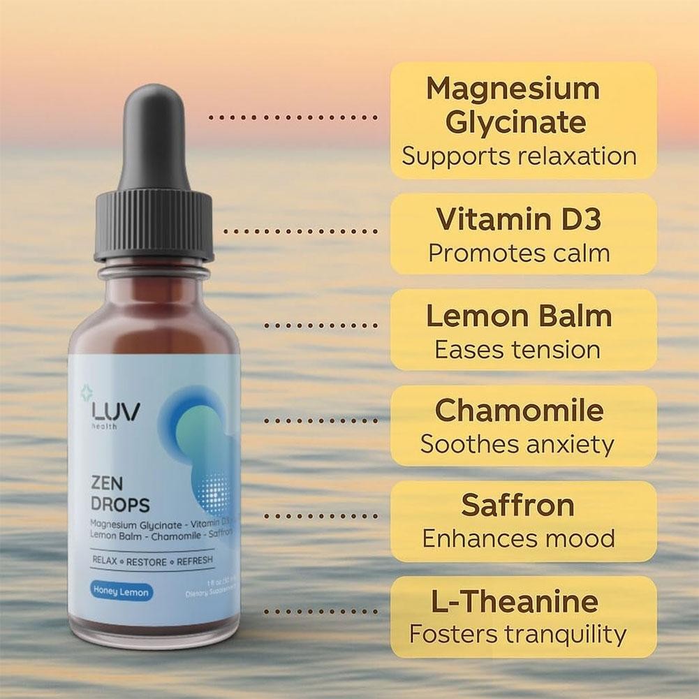 LUV Zen Drops – Anxiety and Stress Support Drops with Magnesium Glycinate&Vita*