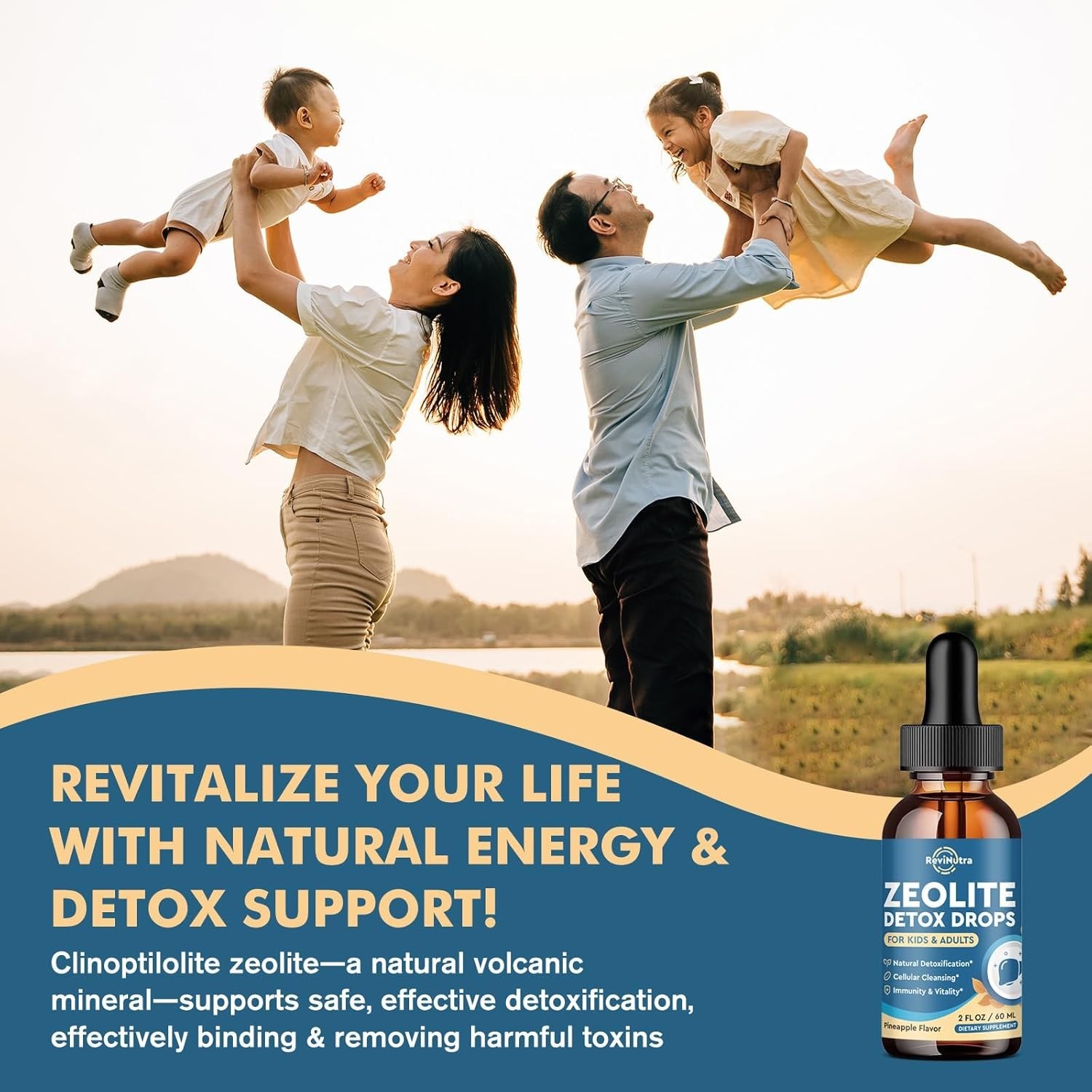 Zeolite Detox for Kids and Adults, Zeolite Clinoptilolite Liquid Drops with Chlo