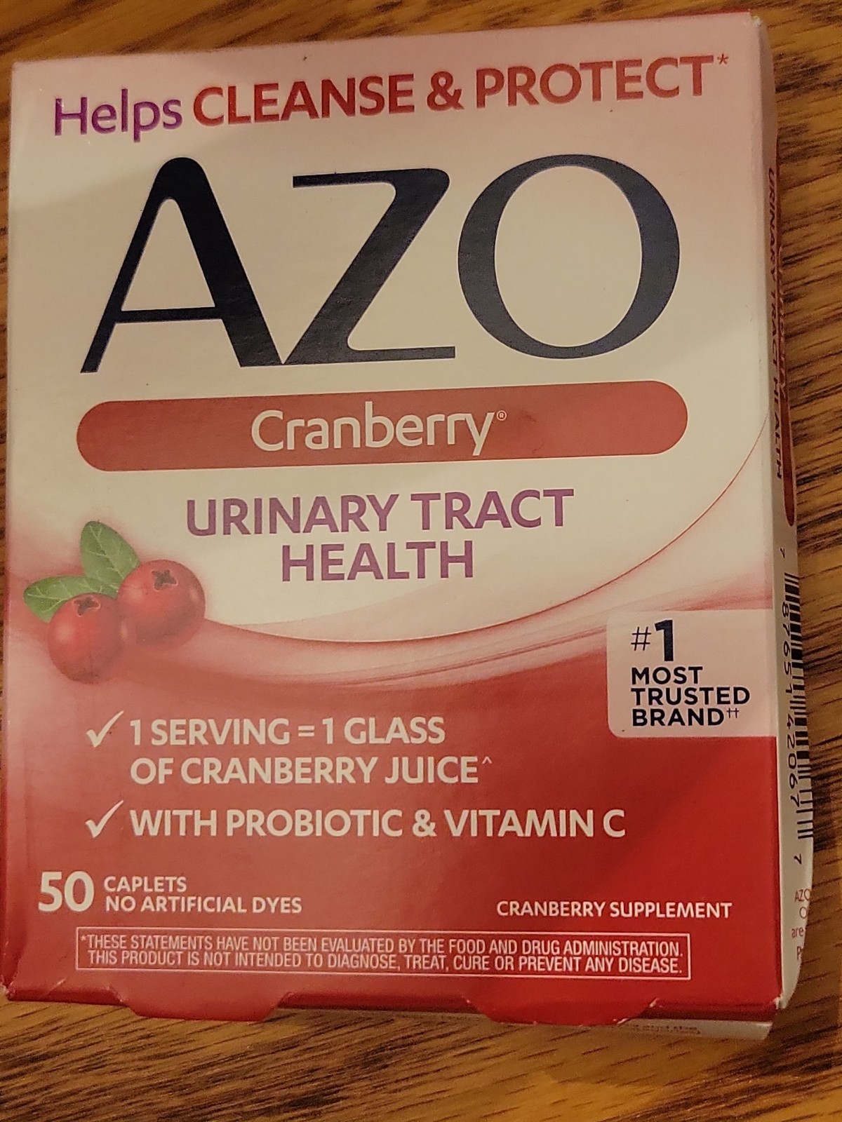 AZO URINARY TRACT HEALTH CRANBERRY 50 Caplets 3 Packs Exp 10/26