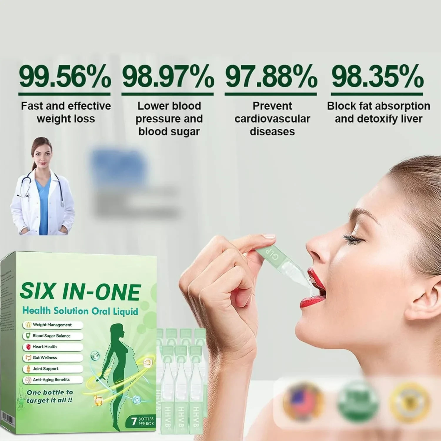 Six-in-One Health Solution Oral Liquid, One Bottle to Target It All HOT US
