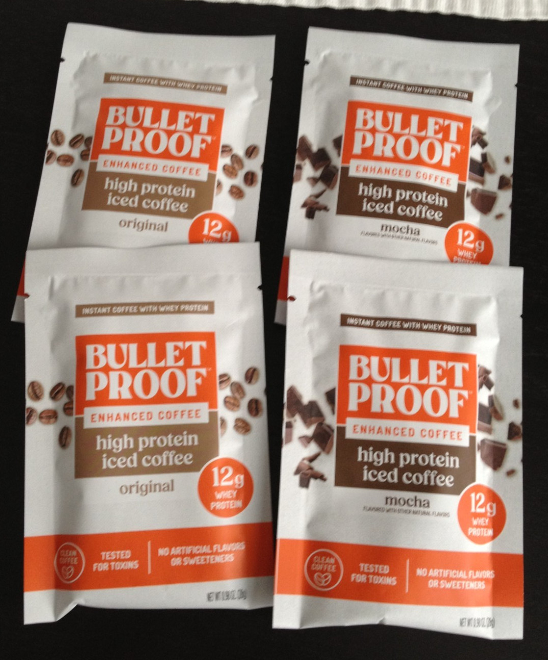 Bulletproof High Protein Enhanced Coffee 4 pack Original+ MOCHA 12g Whey Protein