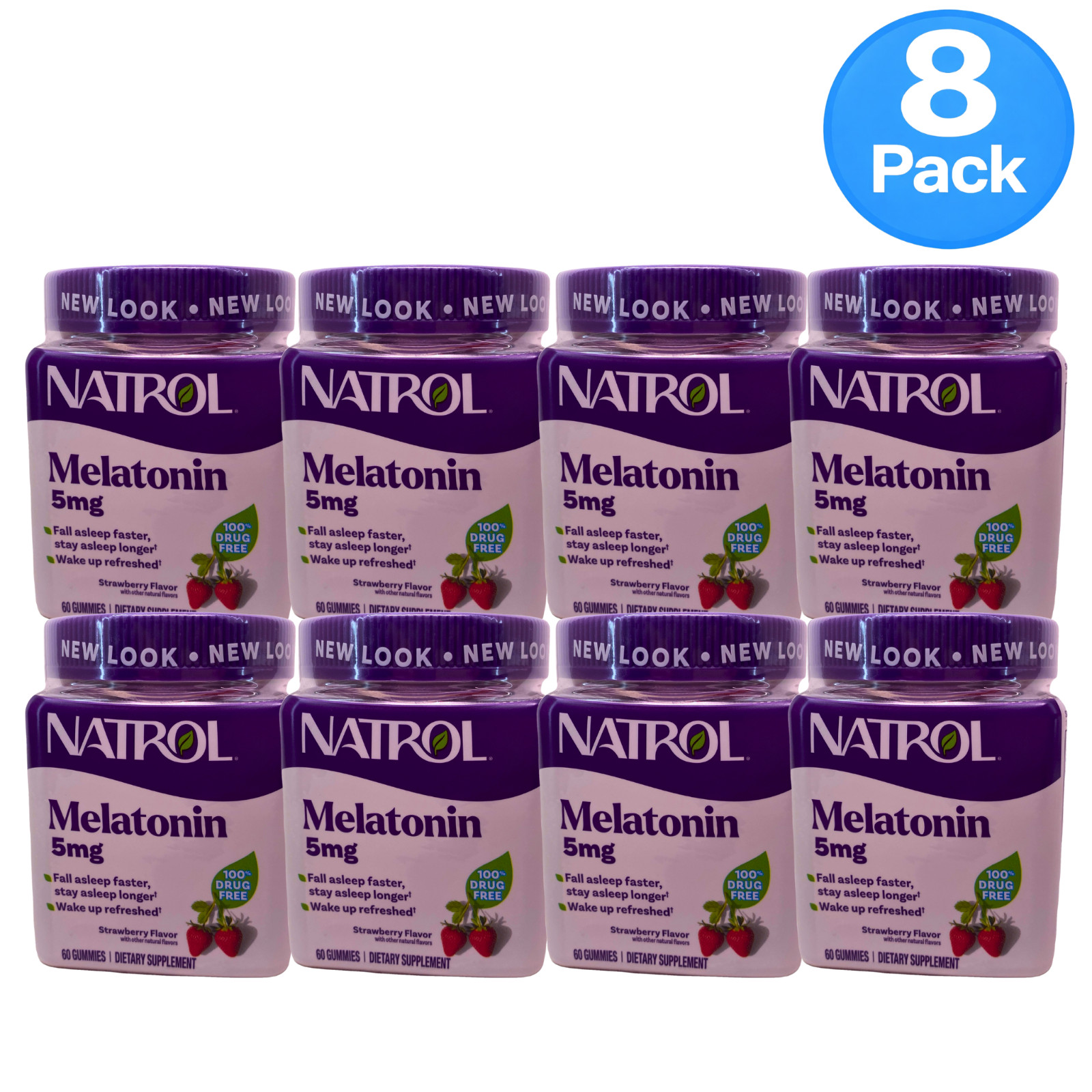 Natrol Melatonin 5mg Sleep Support Strawberry Flavor 60ct 8 Pack Exp 03/2027