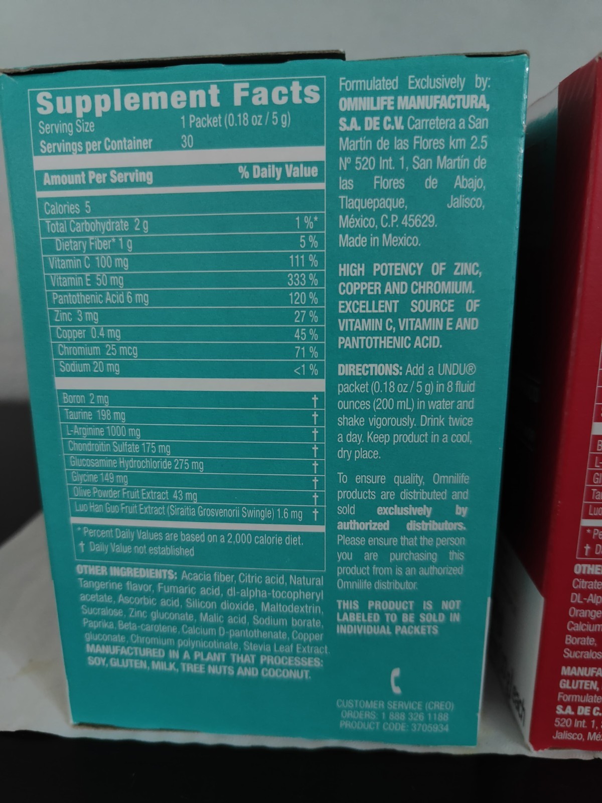 Power Gain + Undú , Omnilife Cartilago,huesos Glucosamina,sistema Oseo Natural