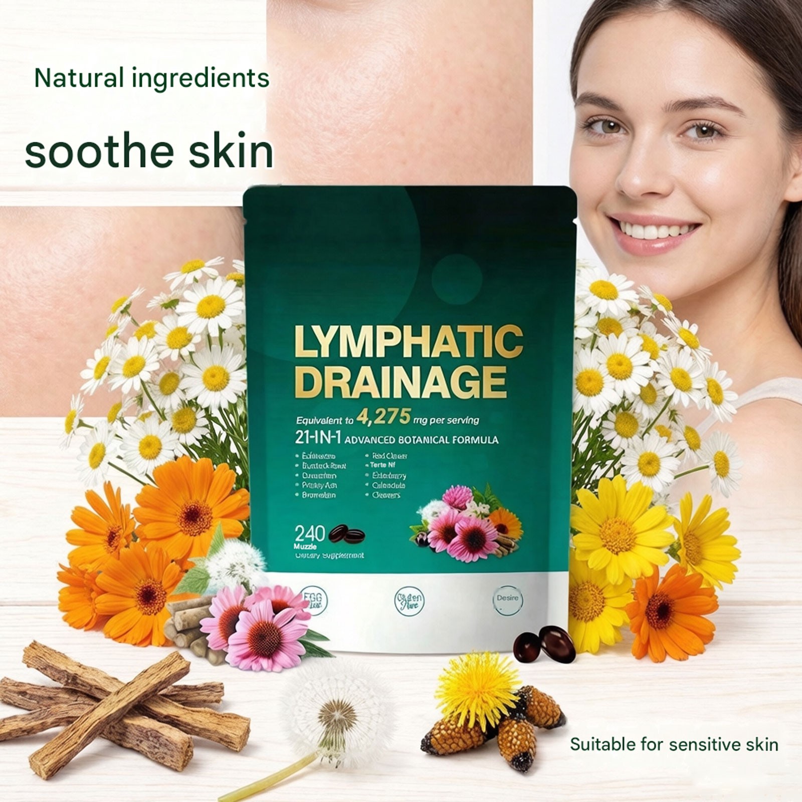 240 Softgels, 4275mg Lymphatic Drainage Supplements, Lymph System Support New