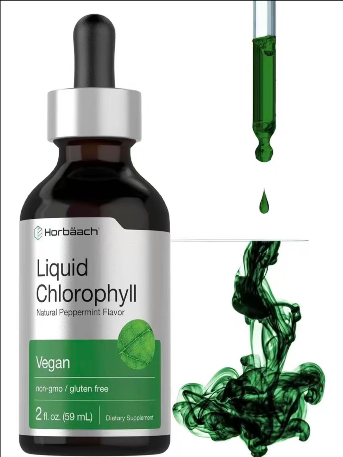 Horbäach Liquid Chlorophyll Drops | 2 oz | Vegan, Non-GMO, and Gluten Free