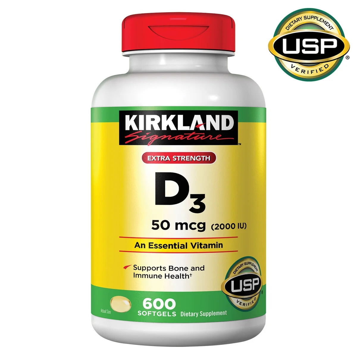 Kirkland Signature Extra Strength D3 50 mcg,(2000 IU) 600 Softgels EXP 12/26