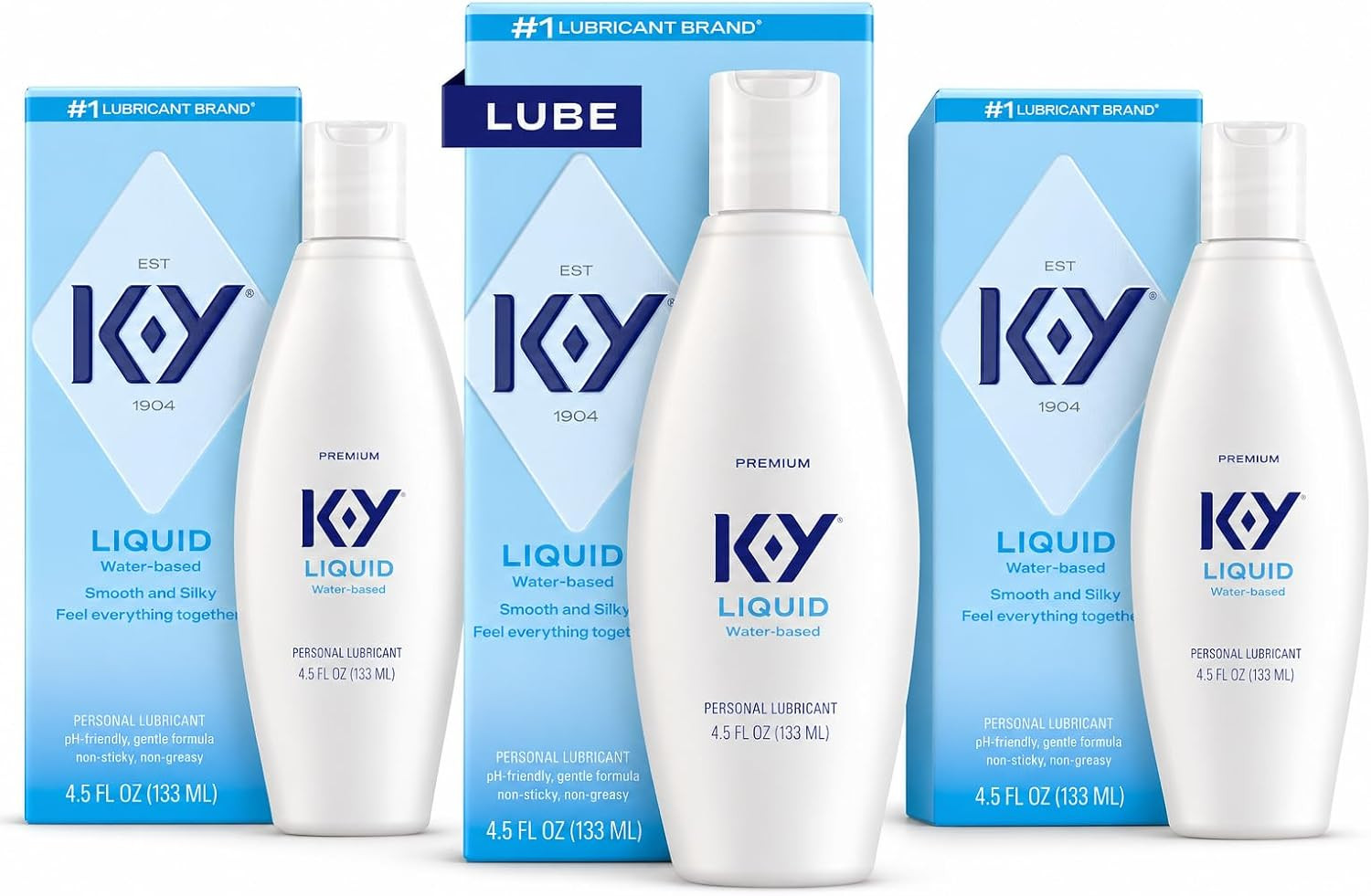 K-Y Liquid Classic Water-Based Body Friendly Formula 4.5 Fl Oz Personal Lubrican