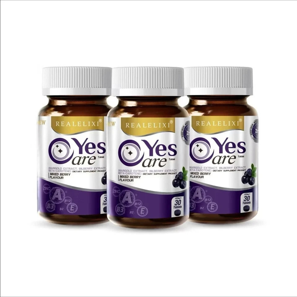 3x Real Elixir Yes Care Eye Care Nourish Dietary Supplement Mariglod Lutein
