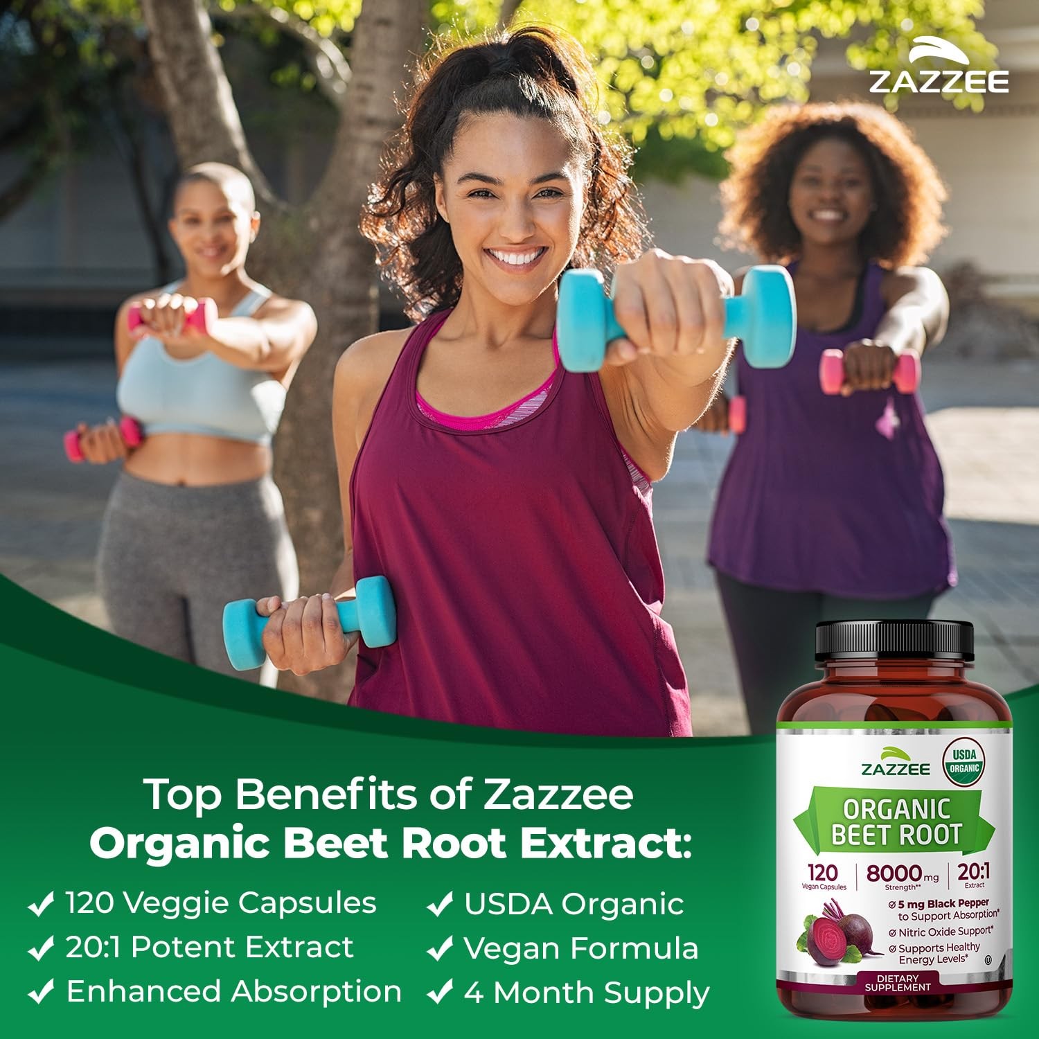 Zazzee USDA Organic Beet Root 201 Extract, 120 Vegan Quick Release Capsules, …