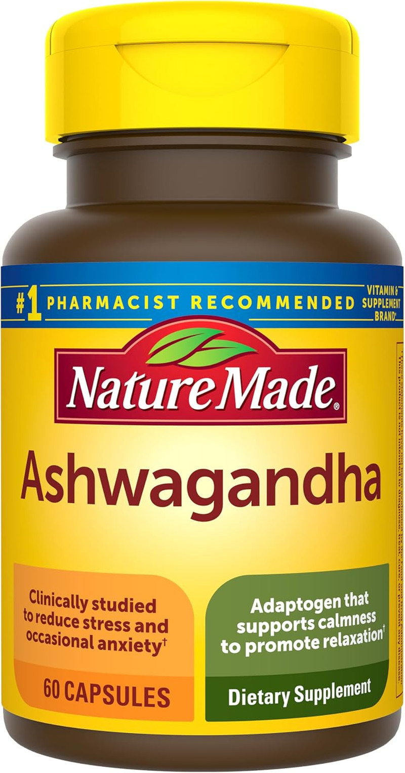 Nature Made Ashwagandha Capsules 125mg Daily Stress Relief Support 60 Count