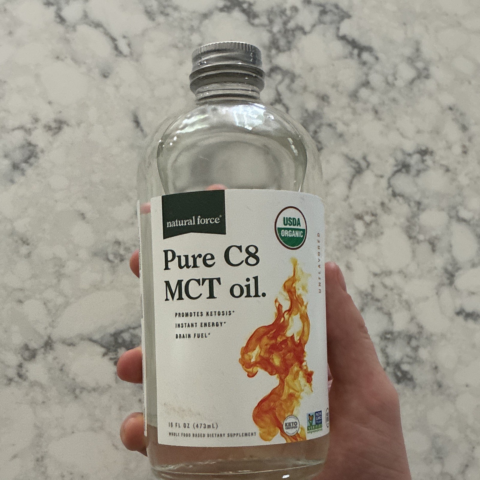 Natural Force Pure C8 MCT Oil Caprylic Acid Organic Keto 16 fl oz Exp 08/26