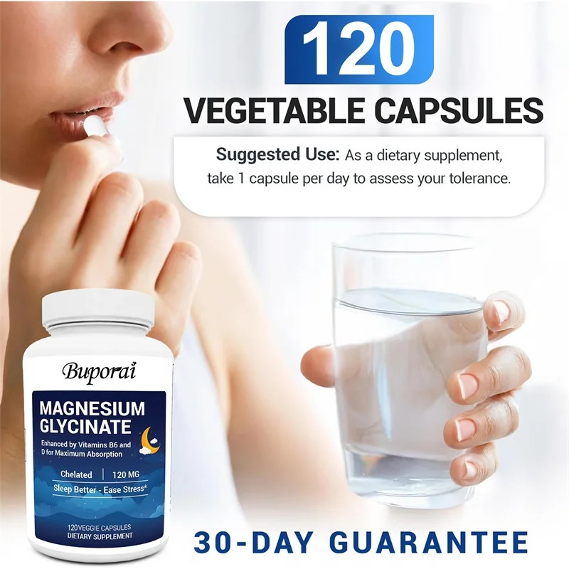 Magnesium Glycinate 240pcs, Relaxation, Reduce Stress, Improve Mood Nervous