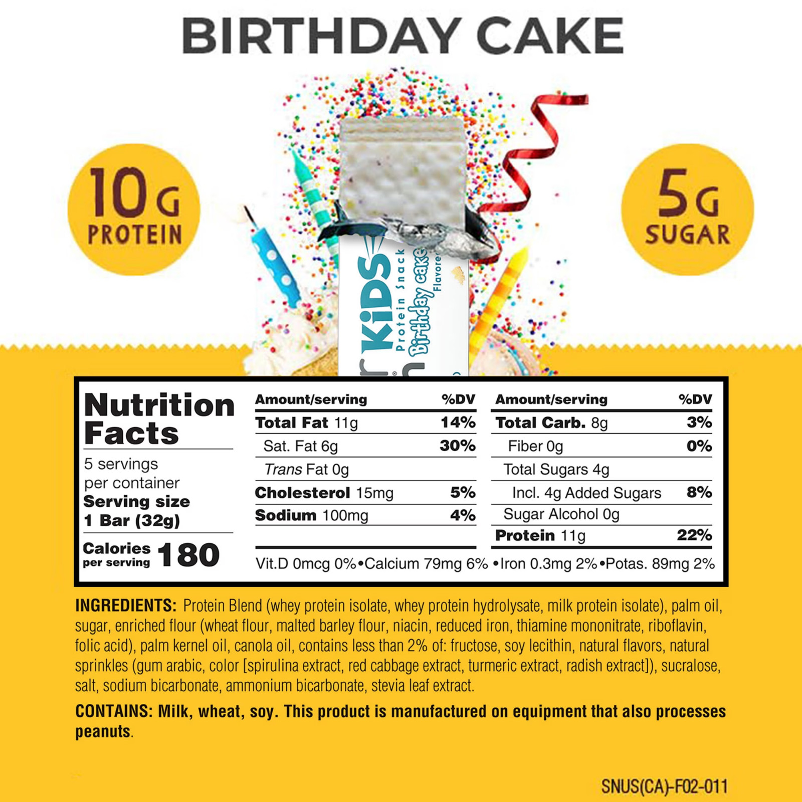 Power crunch Kids High protein Snack Bars birthday cake 1.13 oz 5 Count……