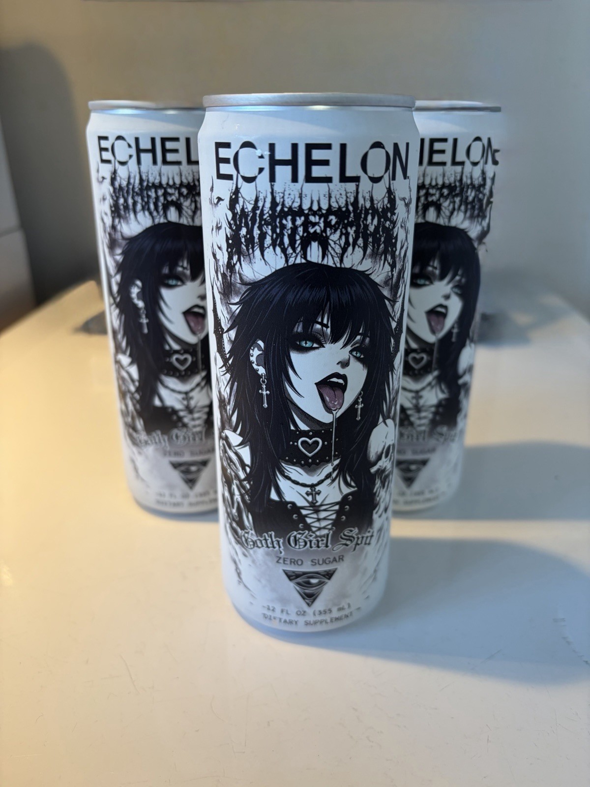 ECHELON Goth Girl Spit Zero Sugar Energy Drink, Liquid 12 fl oz Can THREE CANS