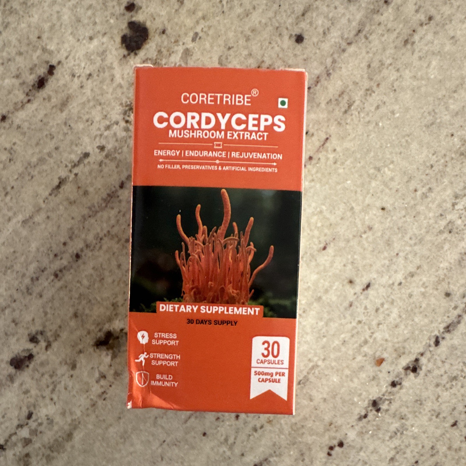 Coretribe Cordyceps Militaris Extract 500mg 30ct Energy + Immune Veg No Filler