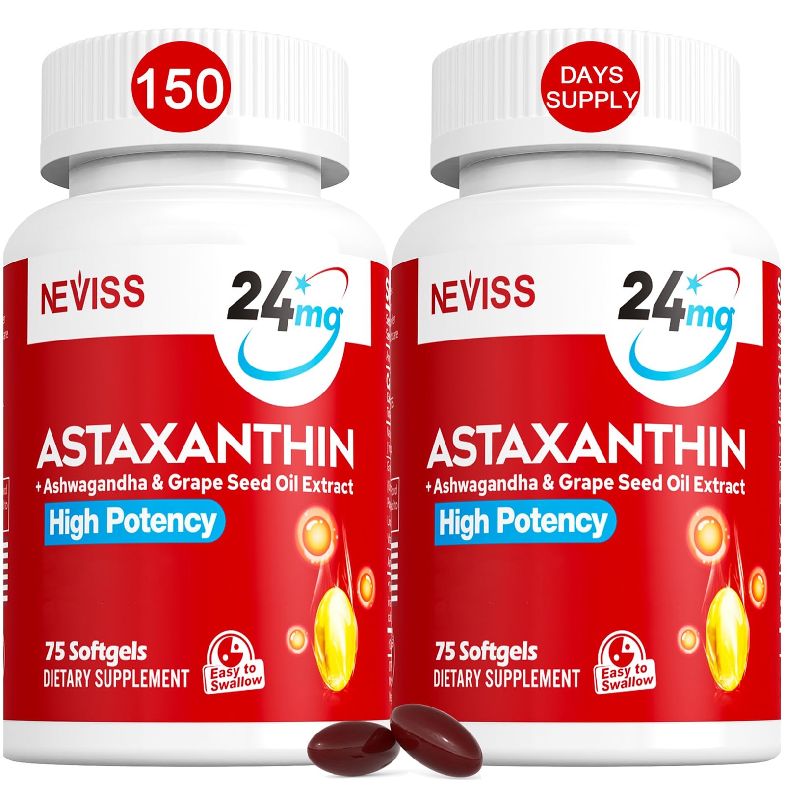 Astaxanthin Supplements 24mg, 5 Month Supply – Coconut 75 Count (Pack of 2)