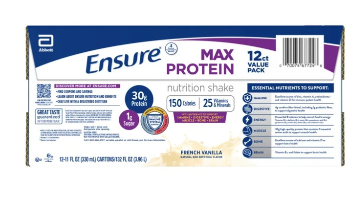 Ensure Max Protein Shake French Vanilla 30g Protein 11oz 12 Pack