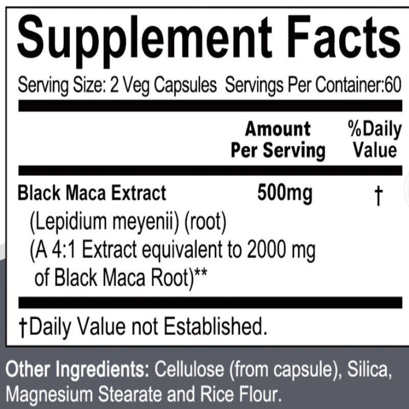 Black Maca 2000 Mg,Male Enhancement,Sexual Health Support,Boost Energy