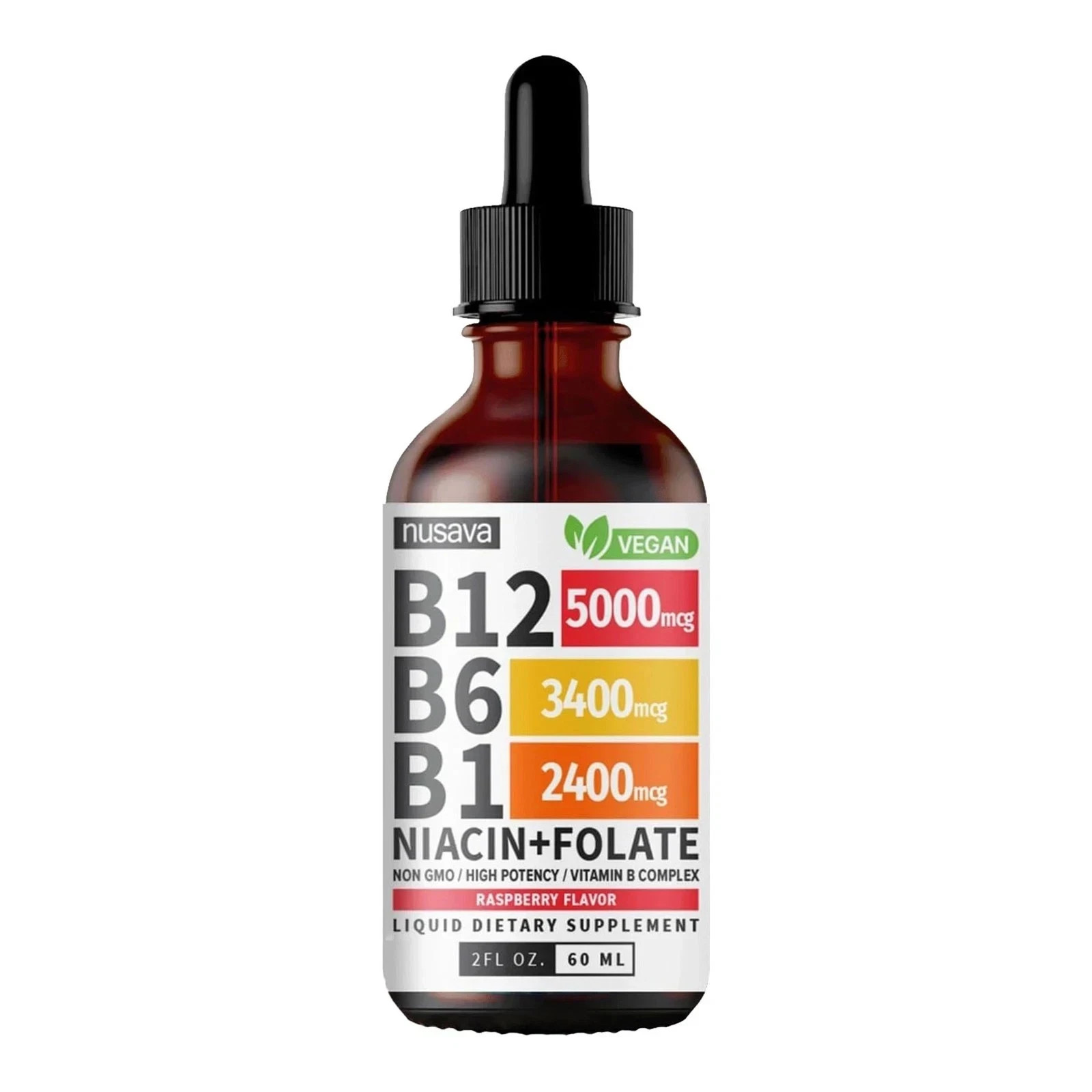 Nusava Vitamin B complex – B 12, B 6 & B 1 + Niacin & Folate – Double pack