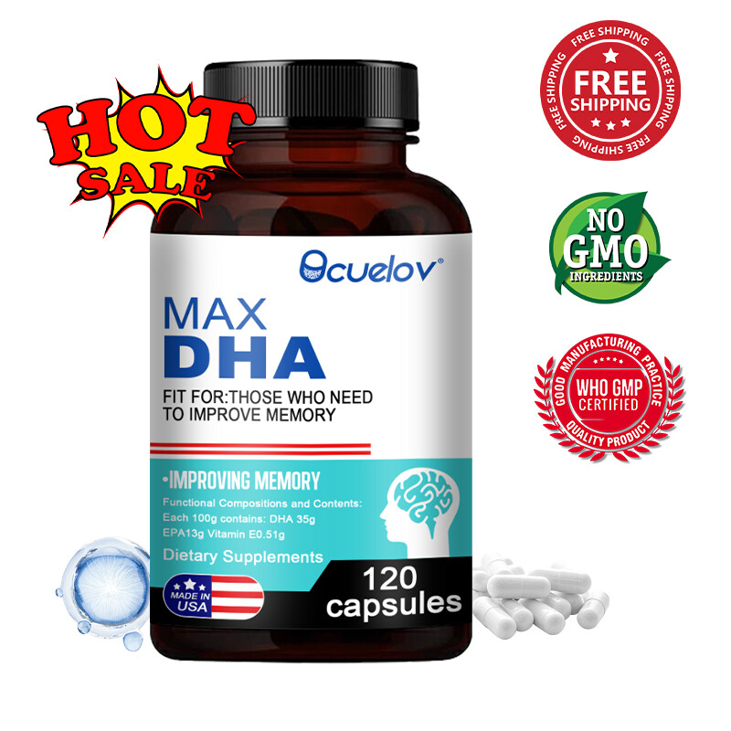 DHA Fish Oil Brain Booster IMPROVE MEMORY– Vegetarian Supplement 120 Capsules