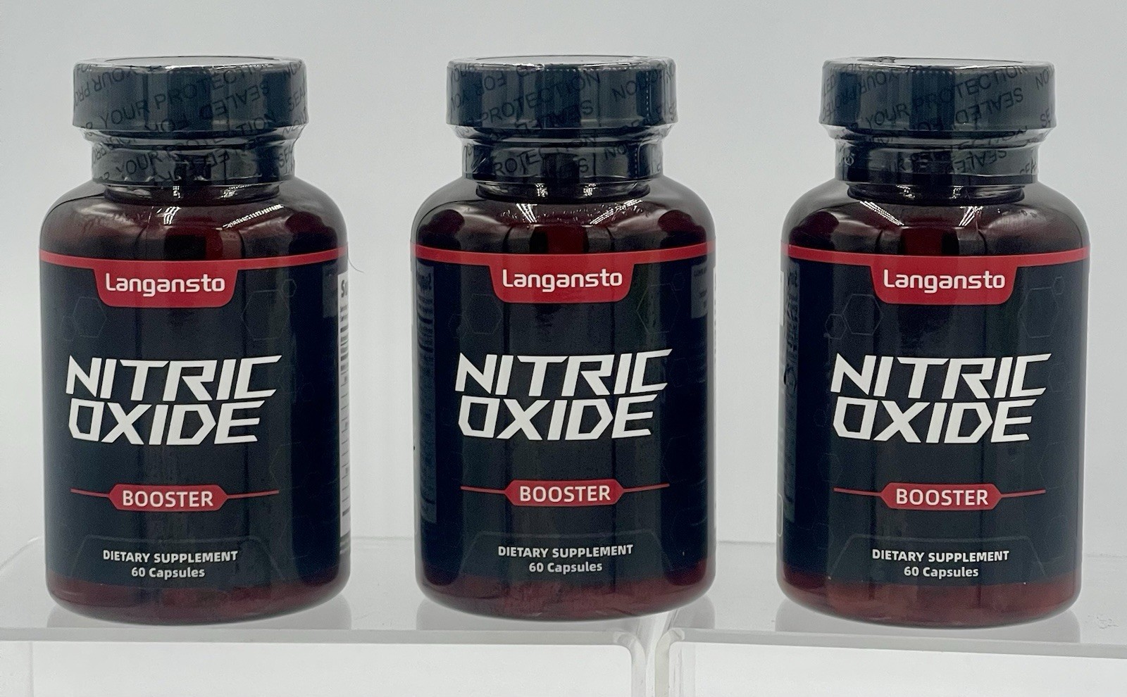 Lot of 3 Langansto Nitric Oxide Booster 1500mg 180 Caps 90 Day Supply Ex 9/2026