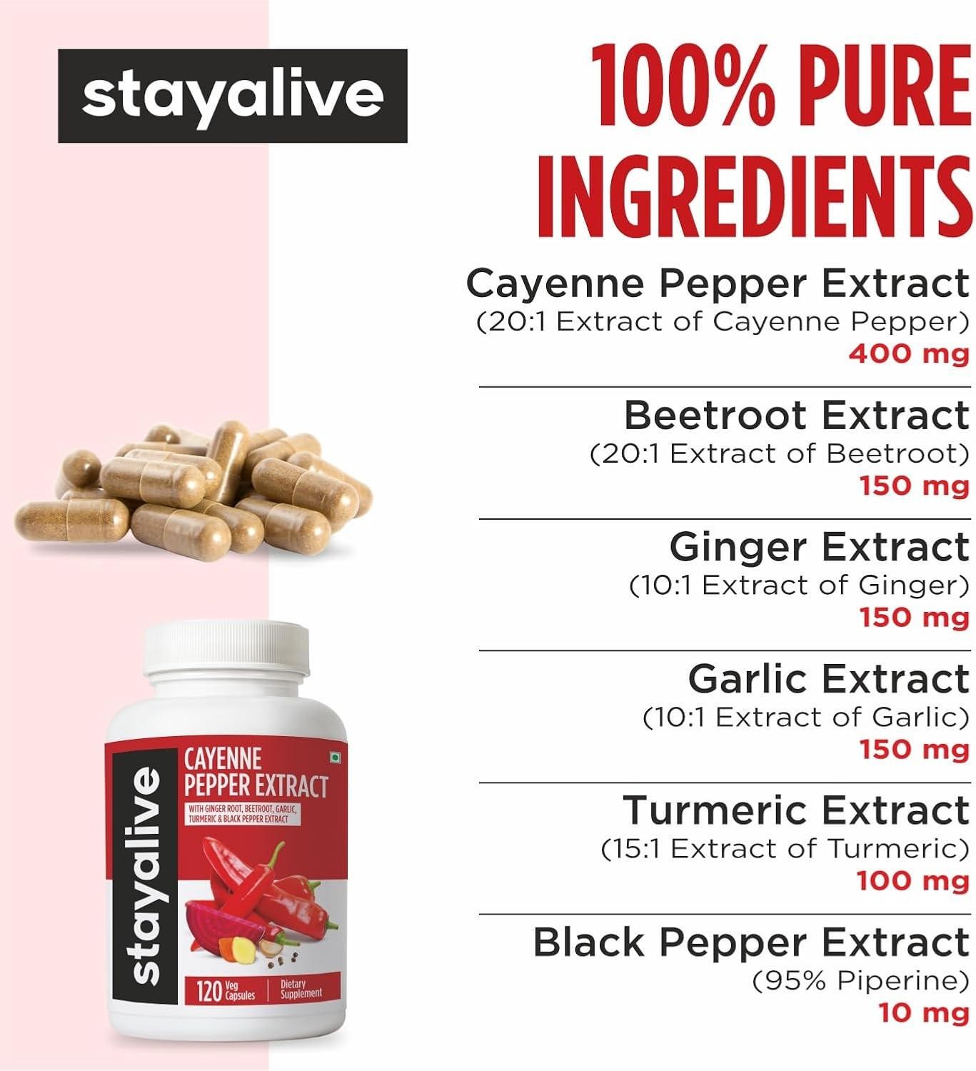 Cayenne Pepper Capsules, 6-in-1 Capsicum Blend W/ginger, Garlic, Turmeric, Beet