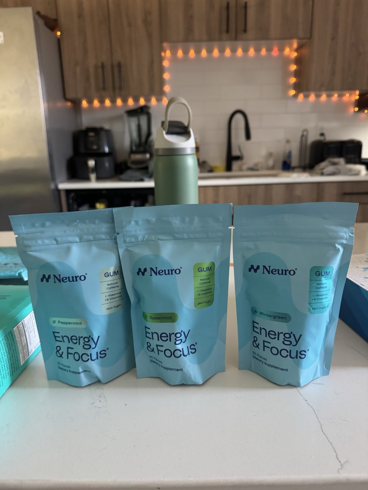 Neuro Energy & Focus Caffeine Gum, Zero Sugar, Peppermint Trio